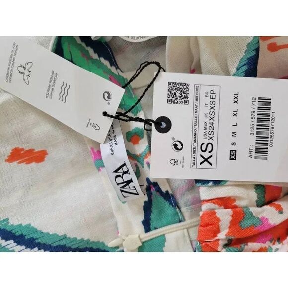 New Zara LINEN BLEND KNOTTED PARE SKIRT,Size XS,Color Ecru - Picture 11 of 12